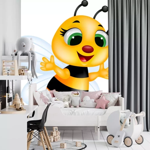 Sticker Een mooie bij met grote groene ogen