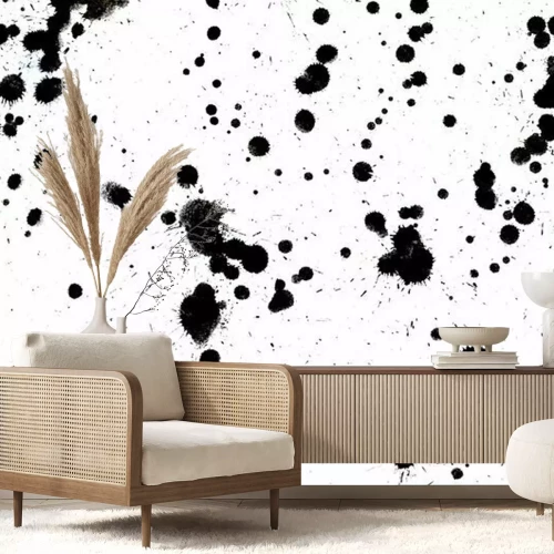 Fotobehang Zwarte vlekken op witte achtergrond