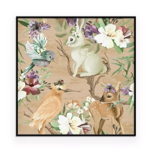 Poster Bosdieren in bloemen