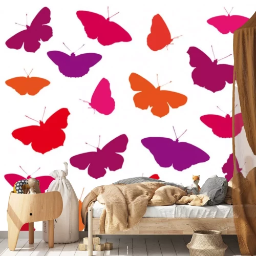 Sticker Een kleurrijk patroon met vlinders