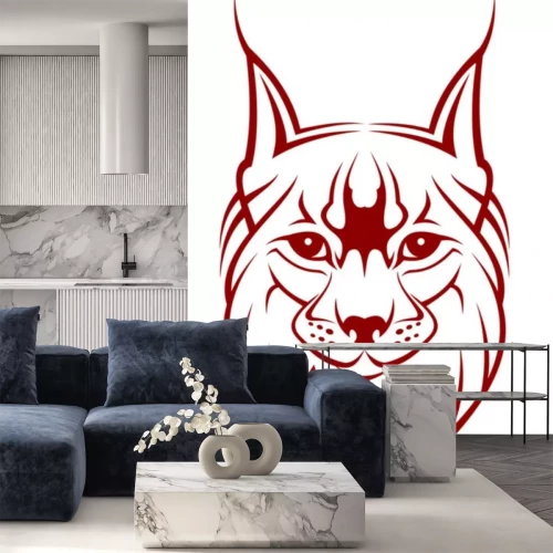 Sticker Hoofd van de lynx als een mascotte op wit wordt geïsoleerd