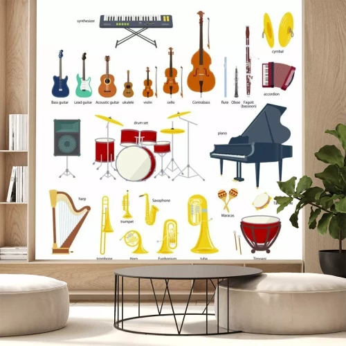 Sticker Muziekinstrument vector illustratie set