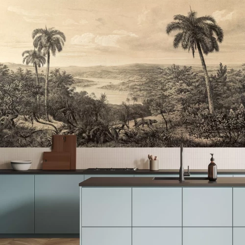 Fotobehang Vintage palmbomen in een tropische jungle