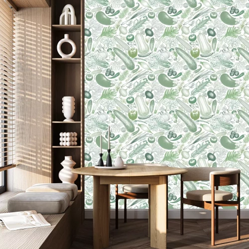 Behang Groenten in tinten groen