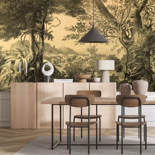 Fotobehang Vintage landschapsplanten bomen natuur