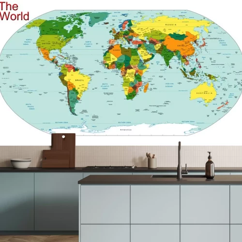 Sticker Wereld Aarde Continent Land Kaart