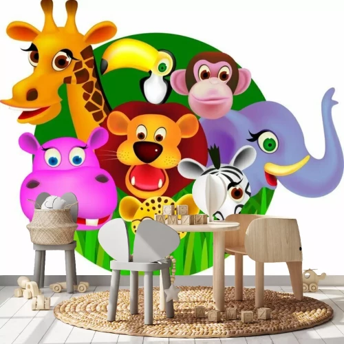 Sticker Kleurrijke Afrikaanse dieren in cartoonstijl