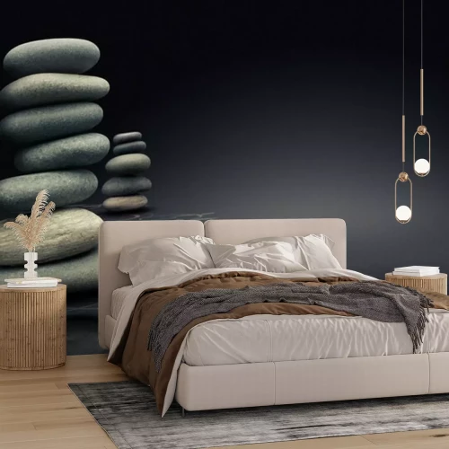 Sticker Meditation et ontspanning - ontwerp naturel moderne - fond noir