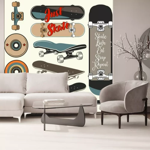 Sticker Verzameling van vector skateboards in vintage stijl