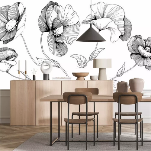 Fotobehang Vector klaproos. Bloemen botanische bloem. Wild de lenteblad geïsoleerde wildflower. Vectorwilde bloem voor achtergrond, textuur, omslagpatroon, kader of grens.