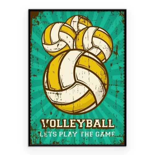 Poster Retro geel-witte volleybalafbeelding