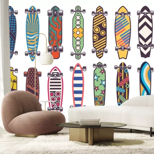 Sticker Vector gekleurde illustraties op skateboards