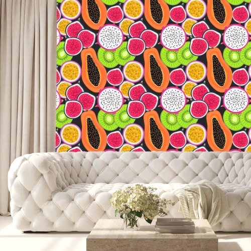 Behang Dwarsdoorsneden van tropisch fruit