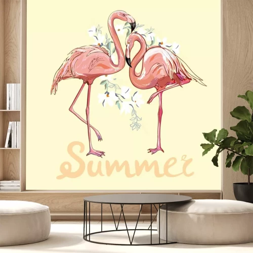 Sticker Roze flamingo vector illustratie