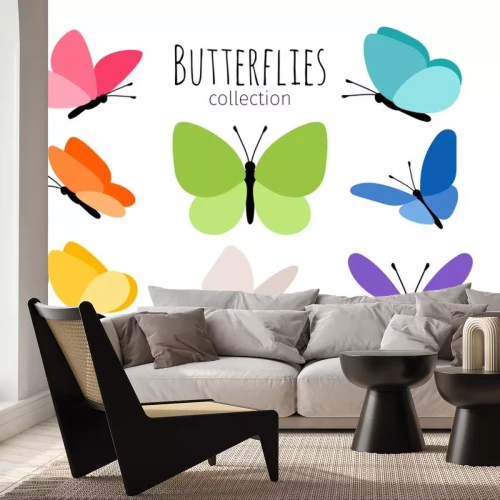 Sticker Eenvoudige afbeeldingen van vlinders met kleurrijke vleugels