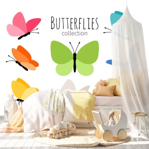 Sticker Eenvoudige afbeeldingen van vlinders met kleurrijke vleugels