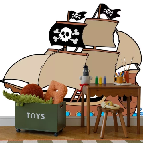 Sticker Piratenschip met zwarte vlaggen