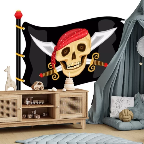 Sticker Jolly Roger piratenvlag met schedel