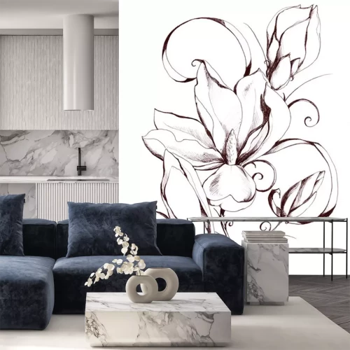 Sticker Bloem op artistieke illustratie