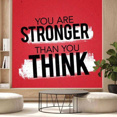 Sticker Vector illustratie typografie Banner Design Concept u bent sterker dan u denkt. Inspirerende motivatie offerte sjabloon.