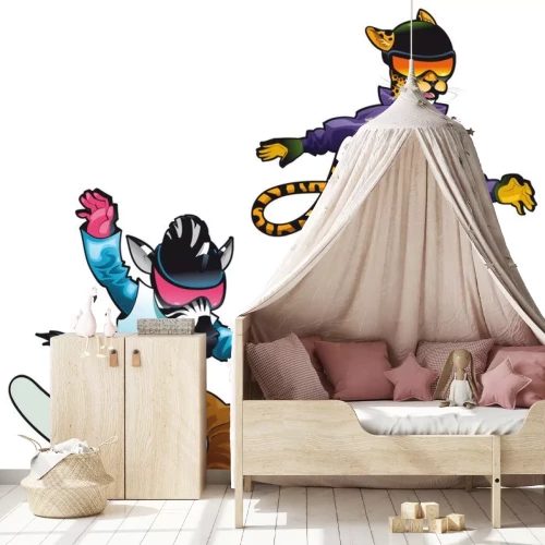 Sticker Jachtluipaard en zebra op snowboards