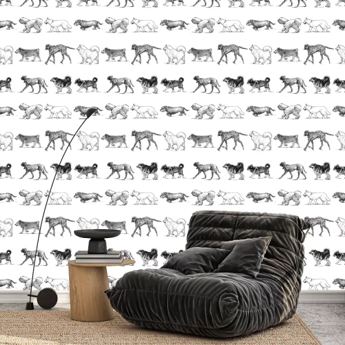 Behang Geschetste honden van verschillende rassen