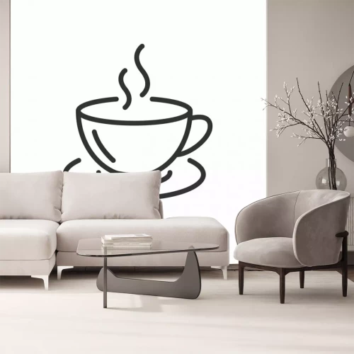 Sticker Een eenvoudige afbeelding van dampende koffie in een kopje