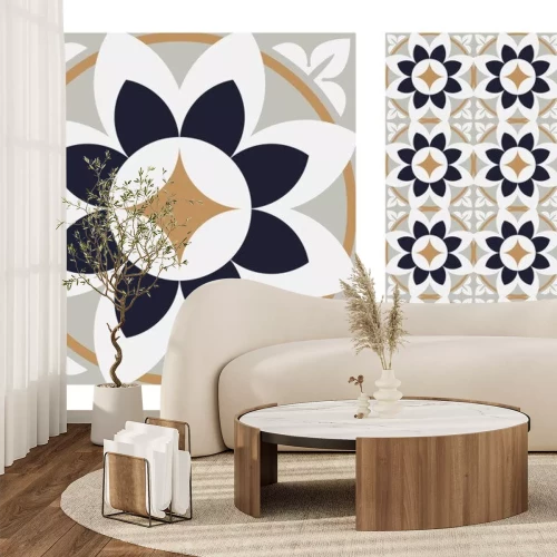 Sticker vintage tegels patronen antieke naadloze ontwerp in Vector illustratie