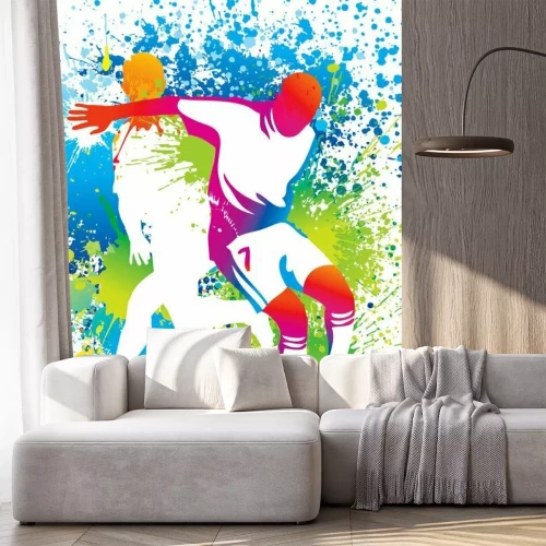 Fotobehang Gekleurde silhouetten van spelers