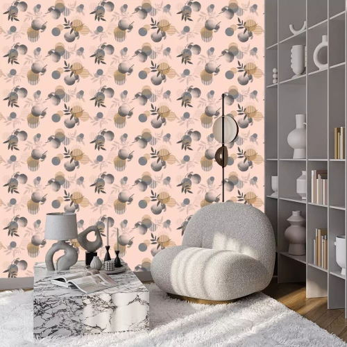 Behang Geometrische collage met appels