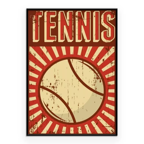 Poster Een afbeelding met een tennisbal en het woord "Tennis" in retrostijl.