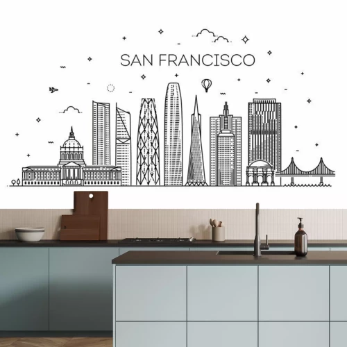 Sticker San Francisco stad skyline vector achtergrond