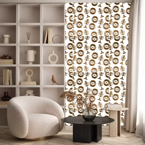 Behang vintage oude vinyl record microfoon retro patroon vectorillustratie