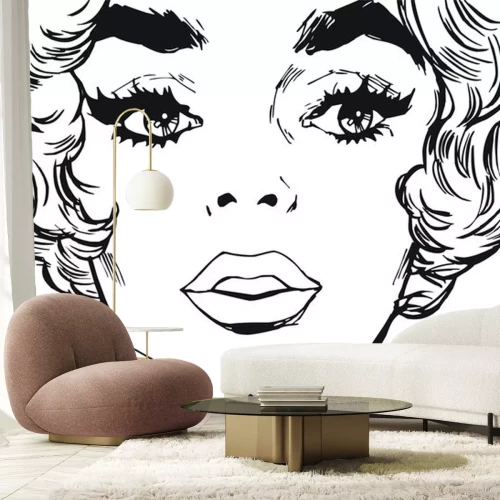 Sticker Illustratie van het gezicht van een vrouw