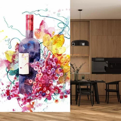 Sticker wijn en druiven