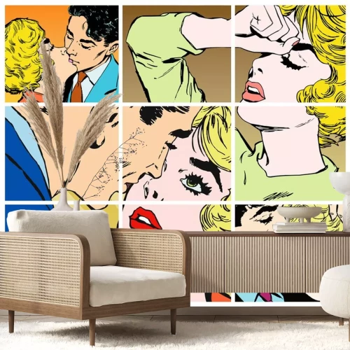 Sticker verzameling van portretten van jonge koppels in de liefde