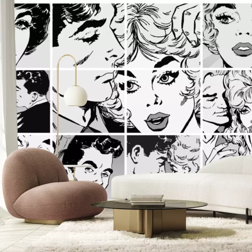 Sticker Verzameling van illustraties, verliefde stelletjes