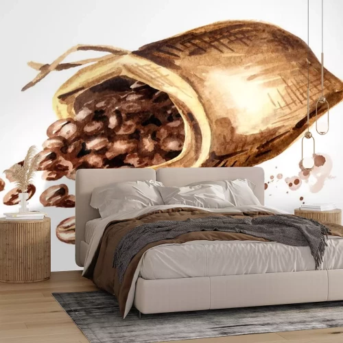 Sticker Koffiebonen morsen uit de zak