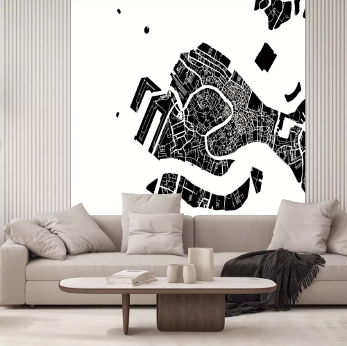 Fotobehang Minimalistische vectorkaart van Venetië in zwart-wit
