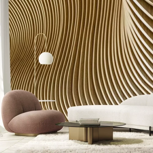 Fotobehang Houten verdelers in 3D