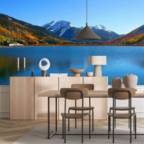 Fotobehang Herfstig panorama van bergen