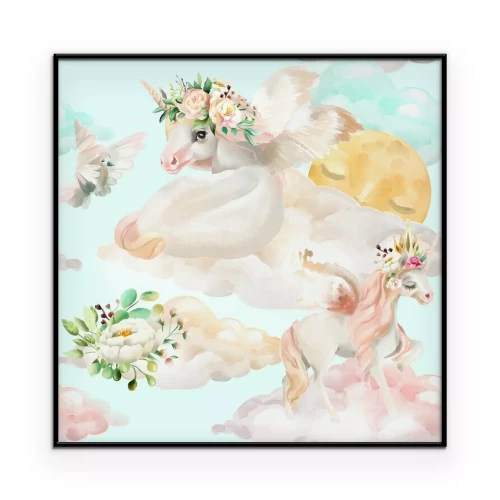 Poster Eenhoorns in de wolken