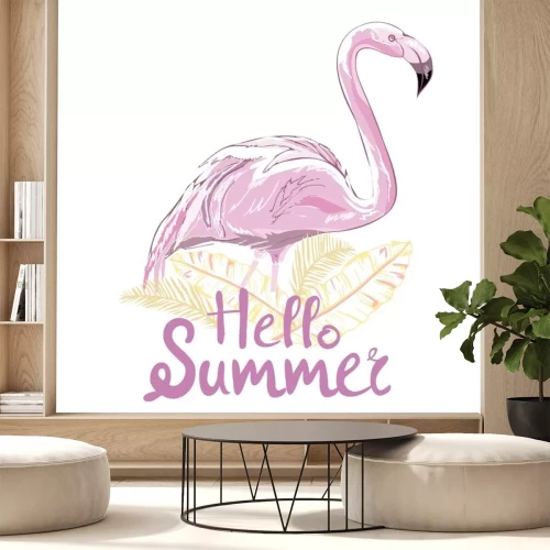 Sticker Roze flamingo vector illustratie