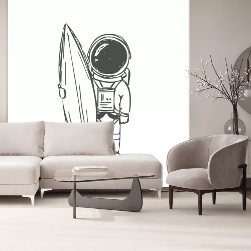 Sticker Astronaut in een ruimtepak met een bord