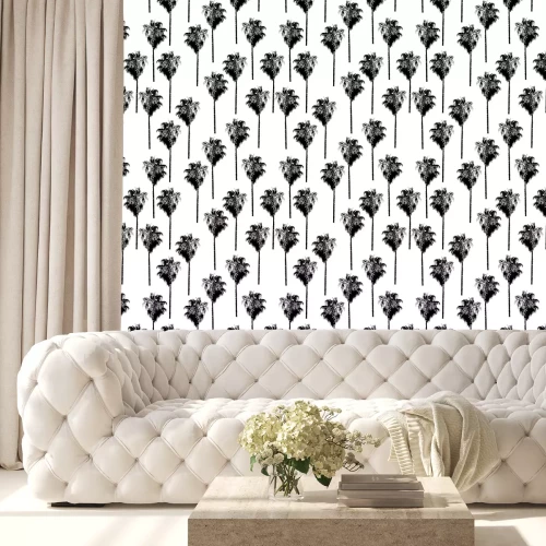 Behang Retro bomen op wit