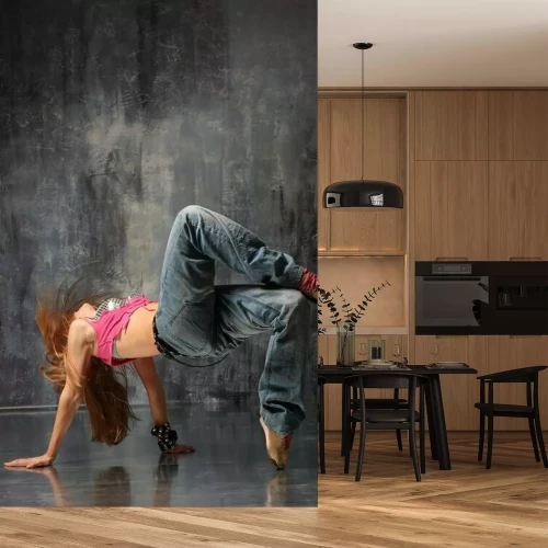 Fotobehang Breakdancer op de achtergrond van beton