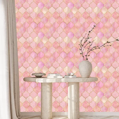 Behang Traditioneel roze marokkaans patroon