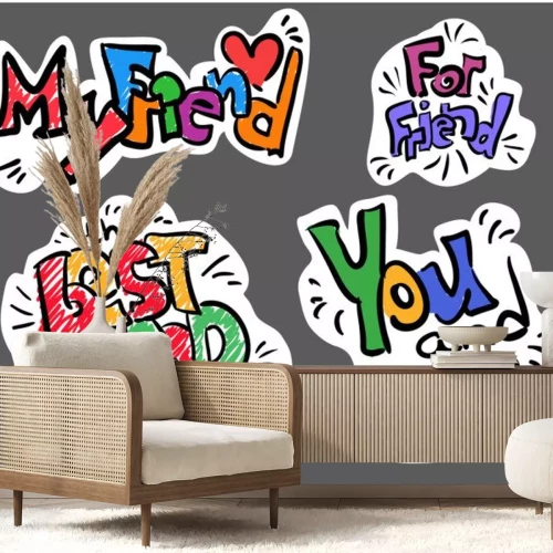 Sticker Belettering hand tekening stickers Vriend