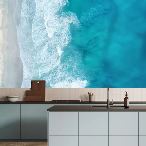 Sticker Golven op het strand als achtergrond. Mooie natuurlijke achtergrond in de zomer