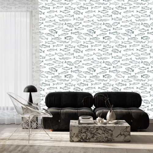 Behang Vissen op een witte achtergrond